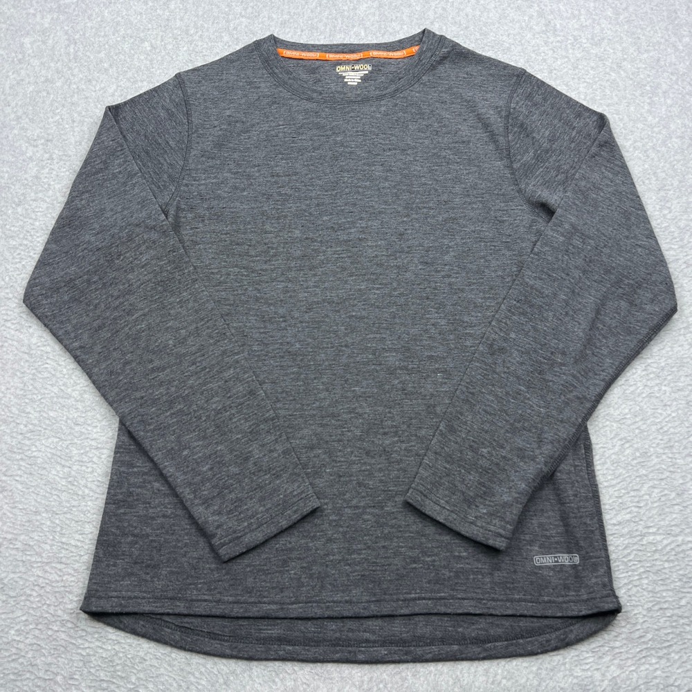 Omni-Wool Base Layer Top‎ Mens XL Gray Heathered Wool Crew Long Sleeve Thermal